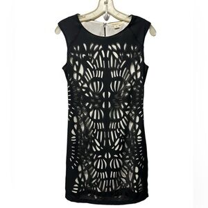 Carapace black laser cut short sleeve cocktail dress black size small